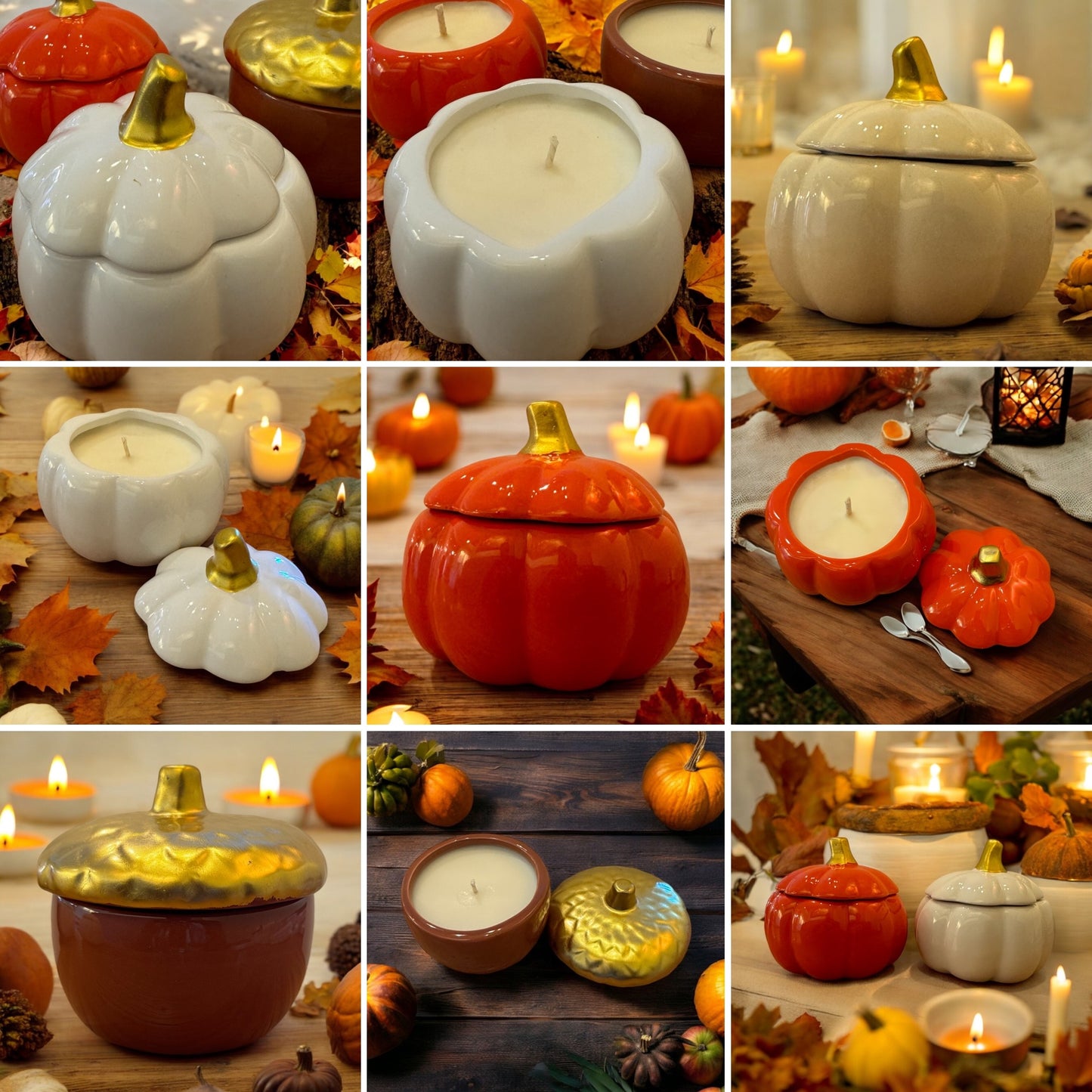 Ceramic White Pumpkin Candles