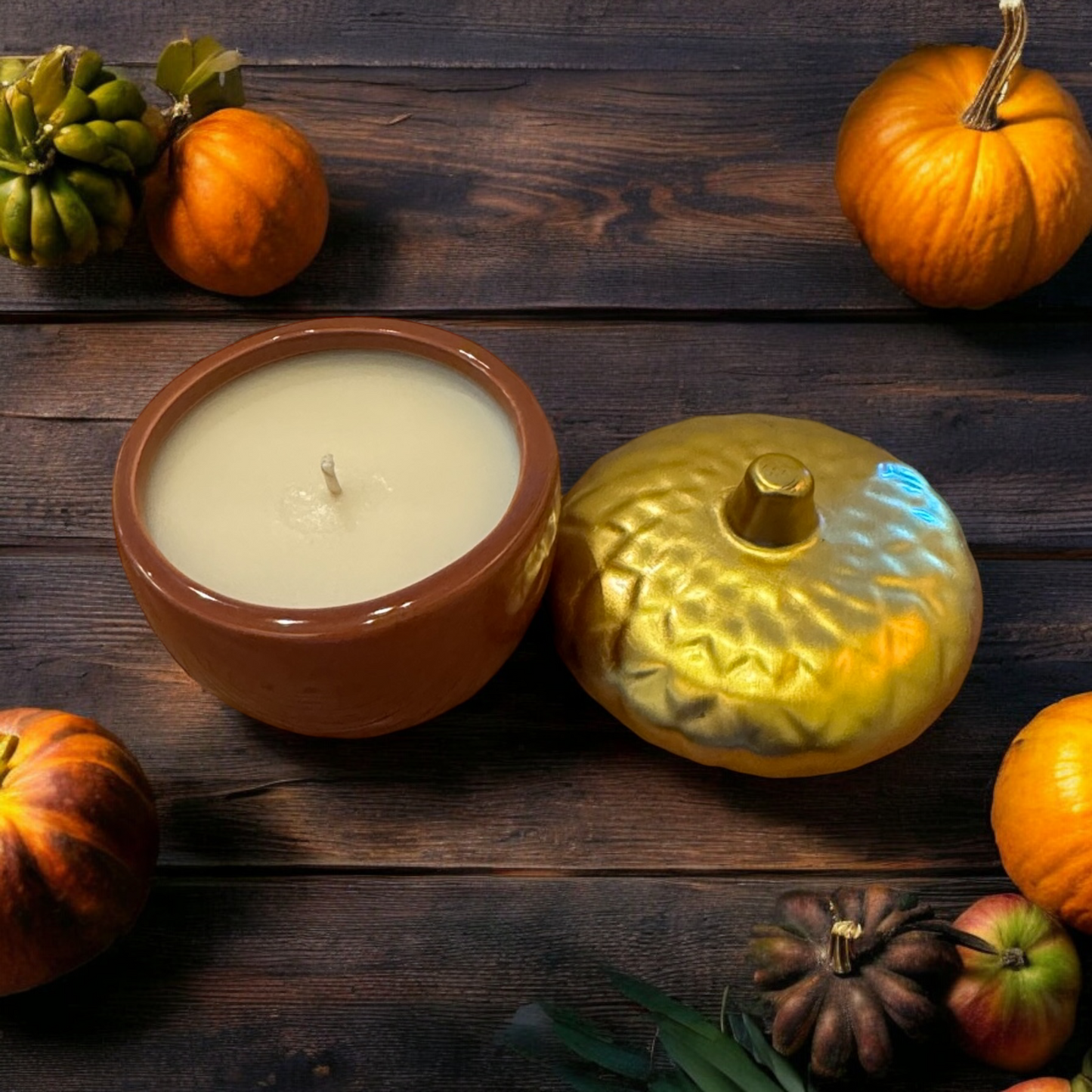 Ceramic Acorn Candle with Lid
