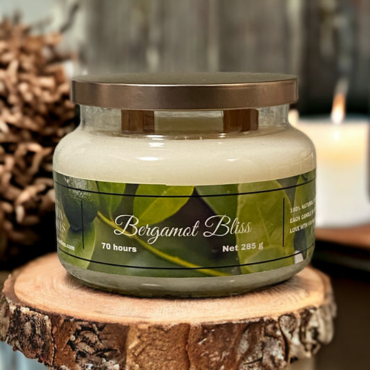 Handcrafted Bergamot Bliss Candle | Hand Poured Natural Soy Wax | Aromatherapy Candle for Relaxation