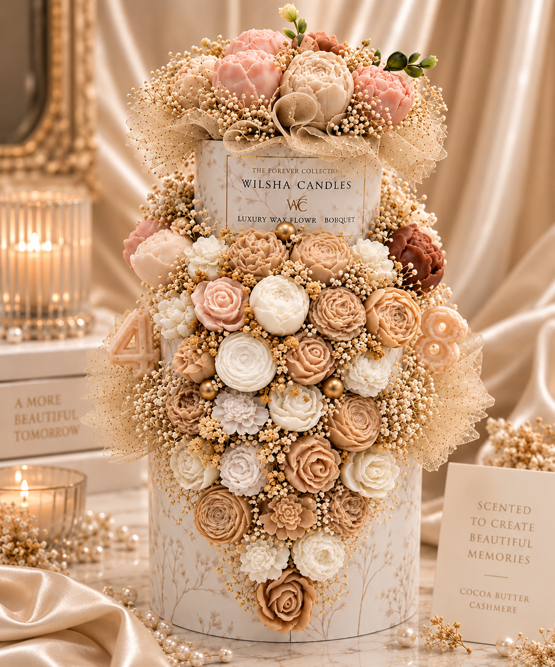 The Forever Wax Melt 3-Tier Cake Flower Bouquet
