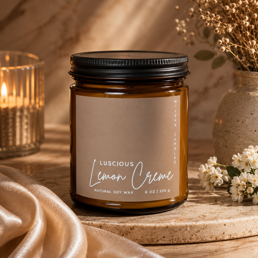 Luscious Lemon Crème Scented Soy Candle 8 oz Jar