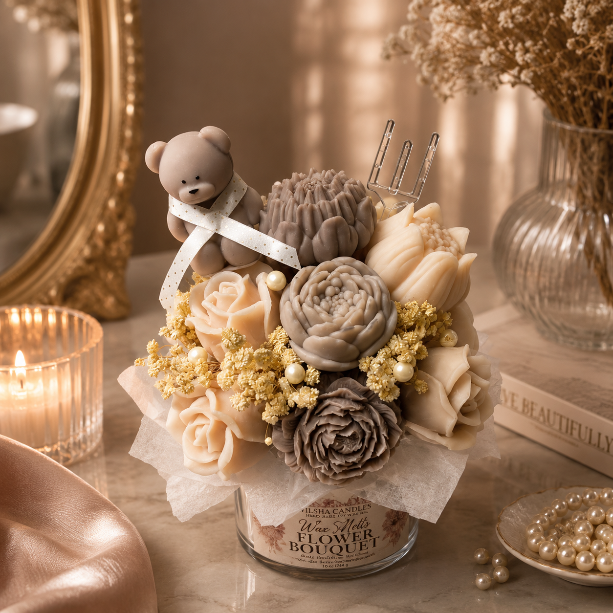 Forever Flower Bouquet Cozy Natural Cream