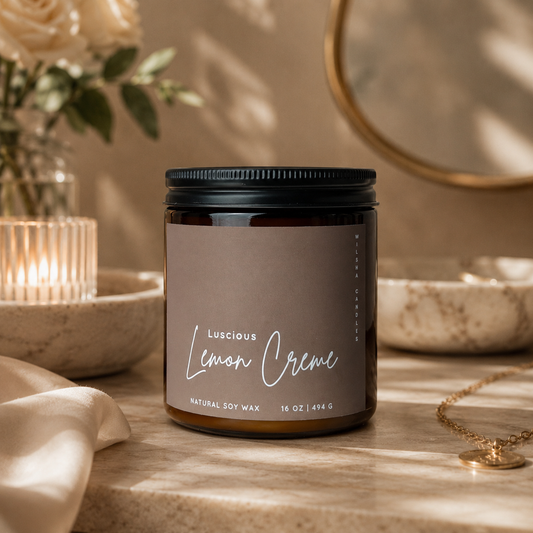 Luscious Lemon Creme Scented Soy Candle 16 oz Jar