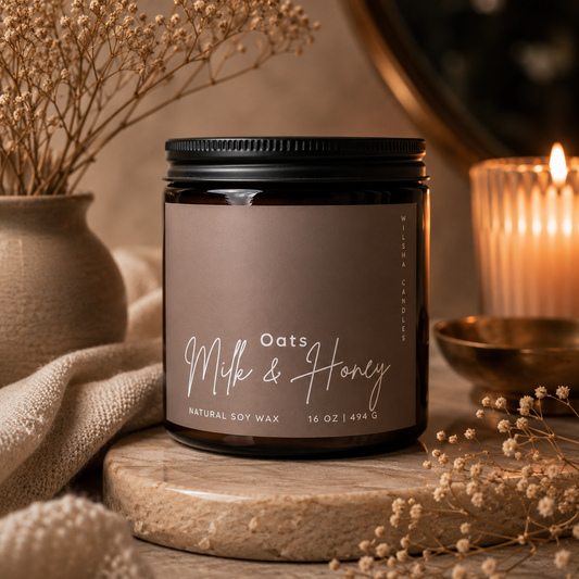 Oats Milk & Honey Scented Soy Candle 16 oz Jar