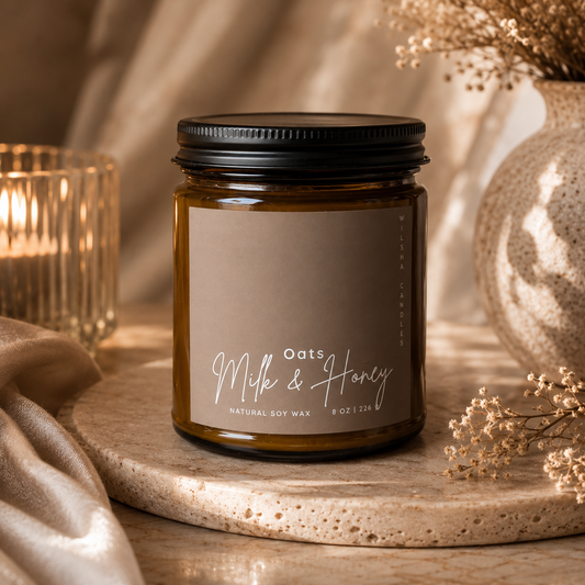 Oats Milk & Honey Scented Soy Candle 8 oz Jar
