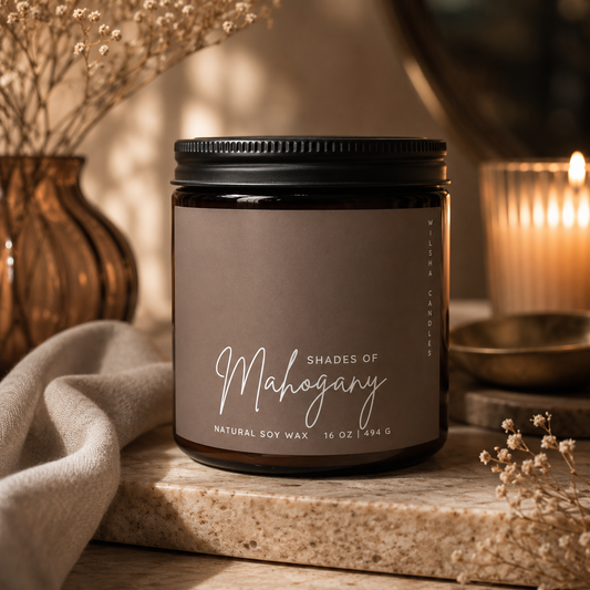 Shades of Mahogany Scented Soy Candle 16 oz Jar