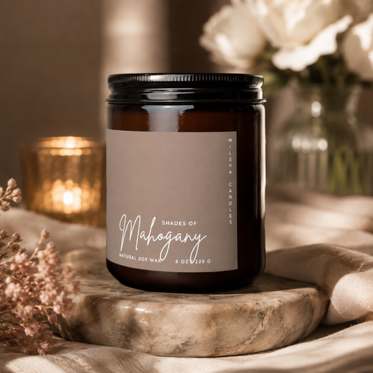 Shades of Mahogany Scented Soy Candle 8 oz Jar