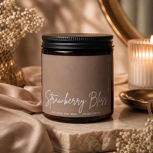 Strawberry Bliss Scented Soy Candle 16 oz Jar