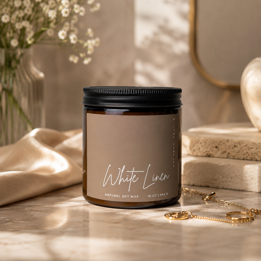 White Linen Scented Soy Candle 16 oz Jar